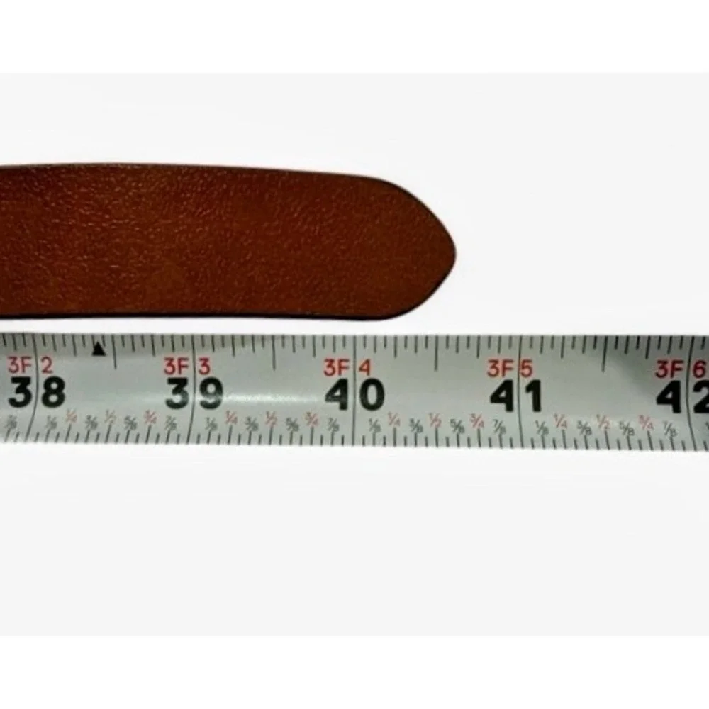 Men's Genuine Leather Belt 32-36 Inch Brown Silver Buckle Quiet Luxury Classic